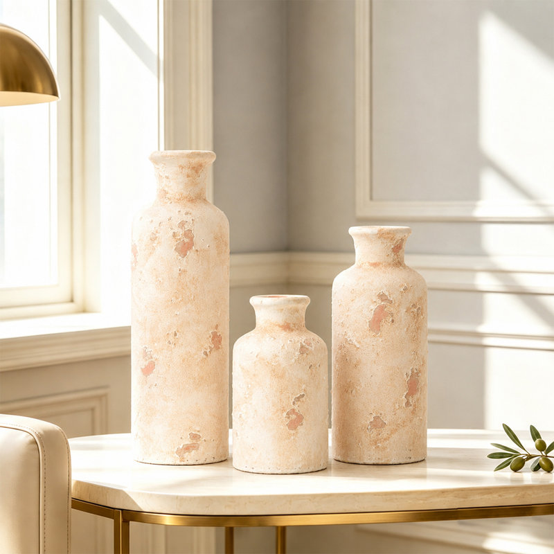 Ensemble de vases en céramique Dalonte, Beige