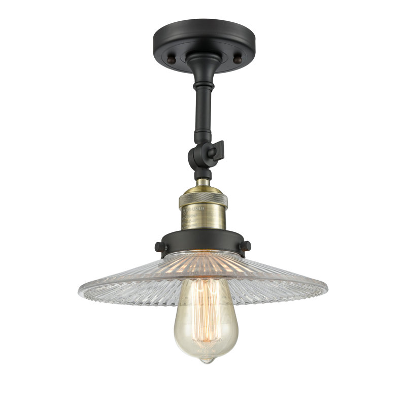 Miramontes Glass Semi Flush Mount, Oil Rubbed Bronze, 2"H x 9"W, Clear Holophane