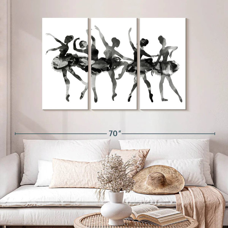 Enn ballerine noire silhouettes, H 32 po x l 50 po