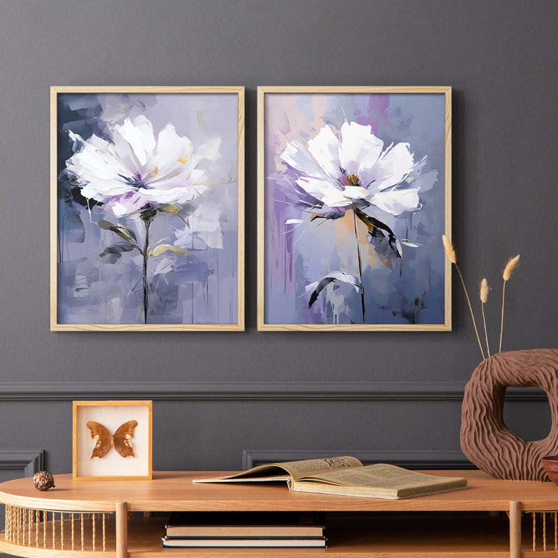 FLORAL Series CDxxviii - reproduction encadrée de qualité supérieure - prête à être accrochée - aucun clou requis - aucun clou requis