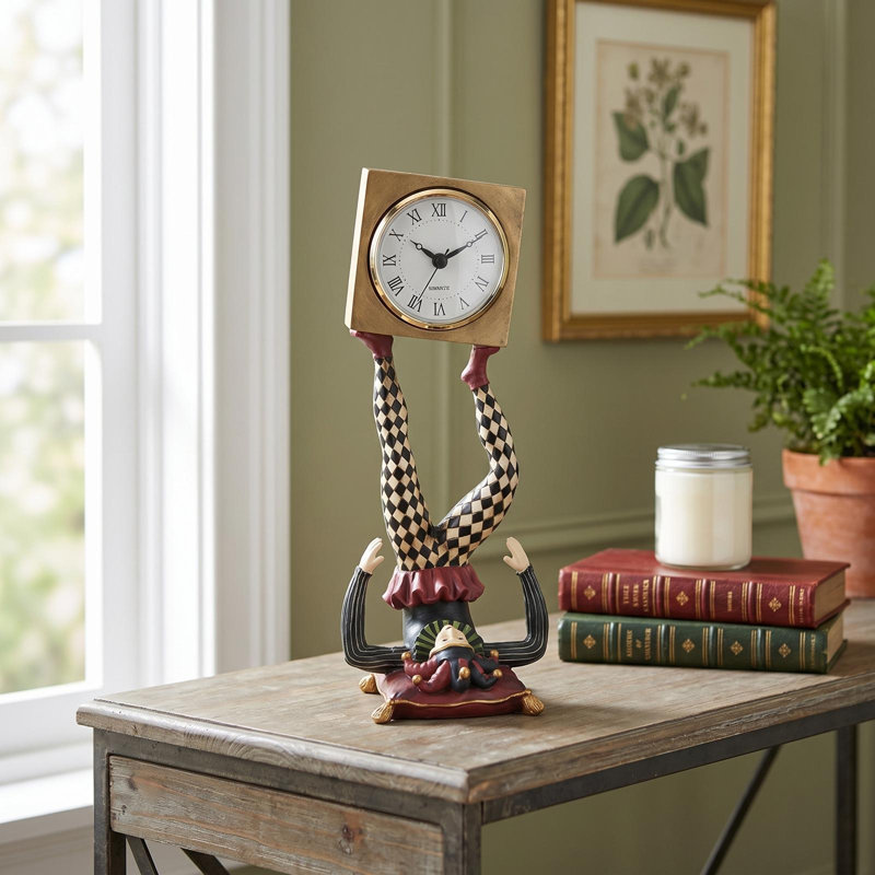 Juggling Time Harlequin Jester Sculptural Clock