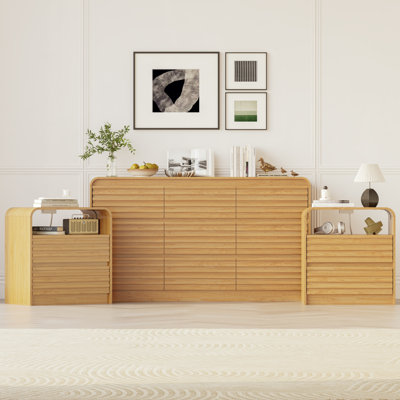 3-Piece Bedroom Set with 9-Drawer Dresser and Charging Nightstands