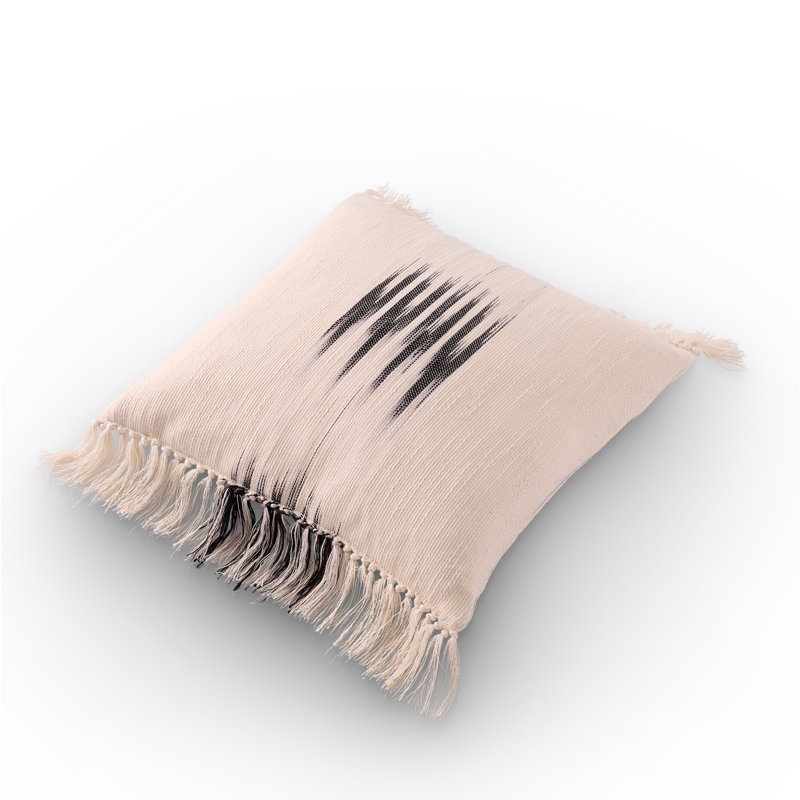 Peshtemal Ikat Piping Cushion, Cream/Black