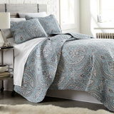 Pure Melody Oversized Light-weight Paisley Quilt Set with matching shams
