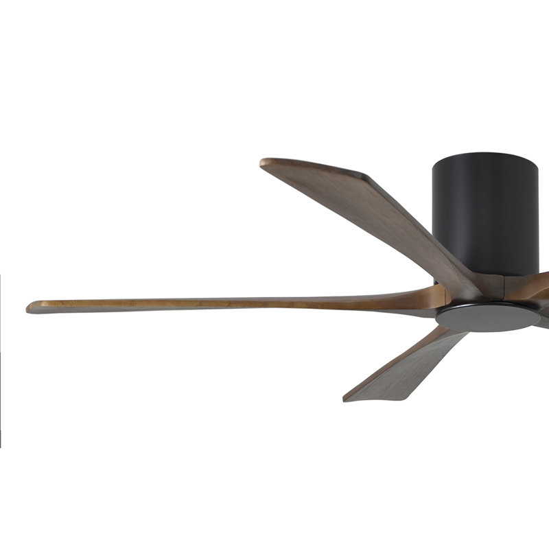 Irene Flushmount Light Kit 5 Blade LED Ceiling Fan, Matte Black, 60", Walnut Tone