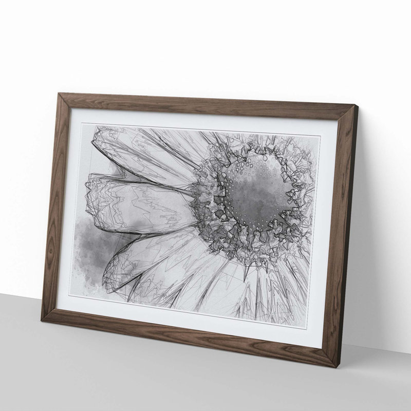 Pretty Flower in Abstract - Picture Frame Graphic Art Print, Walnut, 35cm H x 50cm W x 2cm D