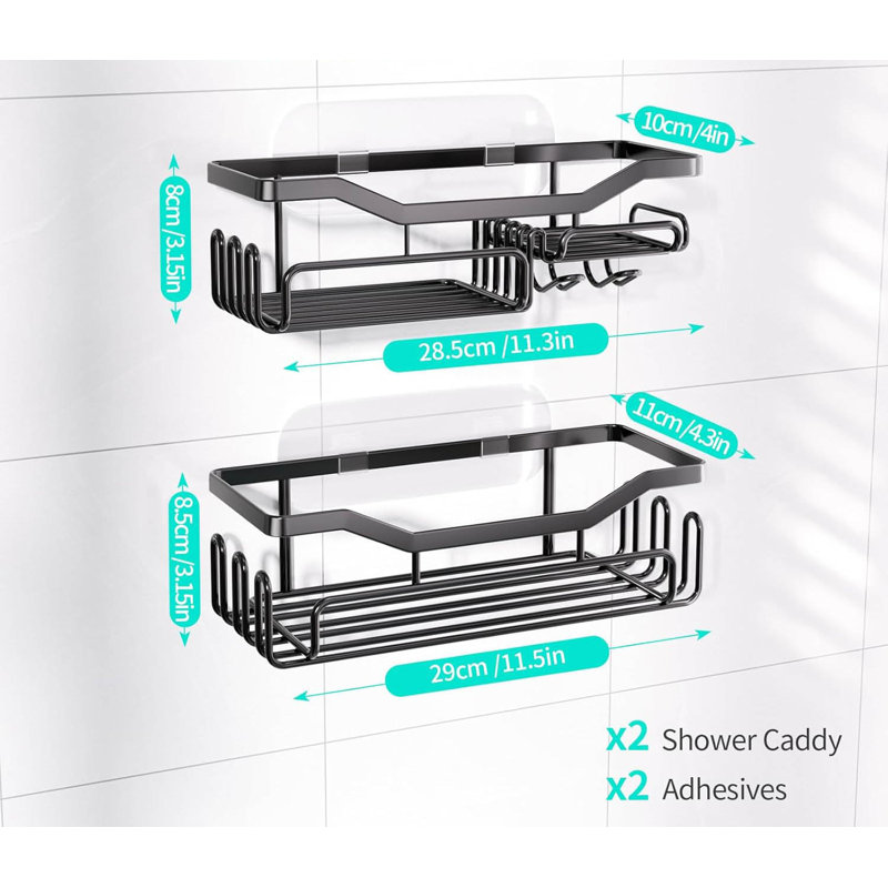 Wall Mounted Required Shower Caddy, Black
