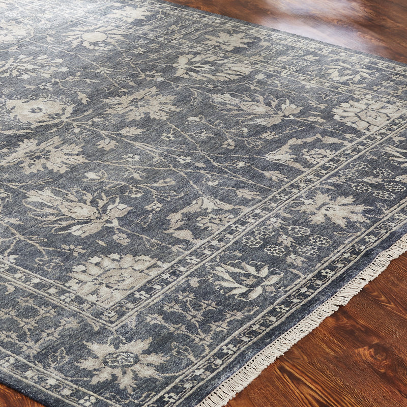Preiss Wool Oriental Area Rug in Gray/Ivory, Square 6'