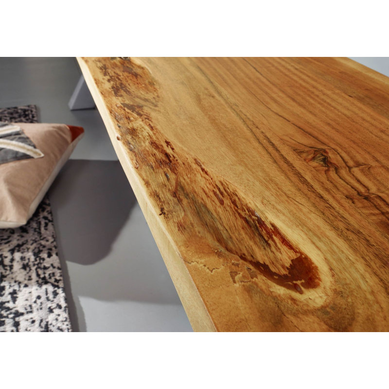Iron Label Solid Wood Bench, H46 x W200 x D38cm, Silver