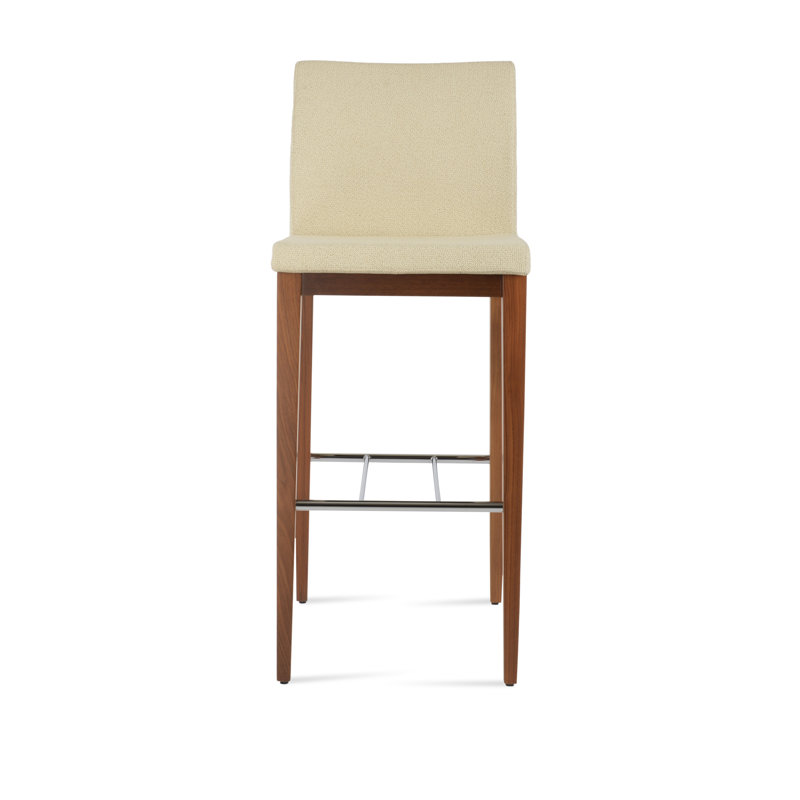 Tabouret de bar Aria, Noyer, Beige Boucle