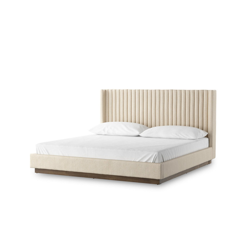 Montgomery Upholstered Wingback Bed, King, Thames Cream