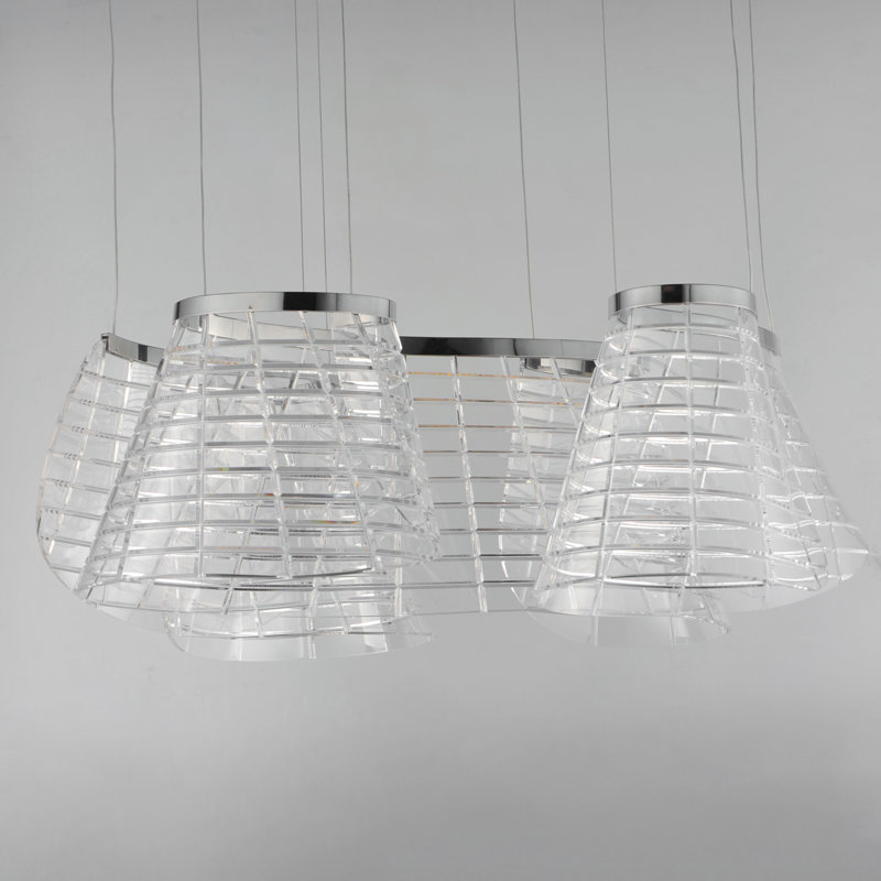 Luminaire suspendu tartan à lumières multiples, Chrome poli