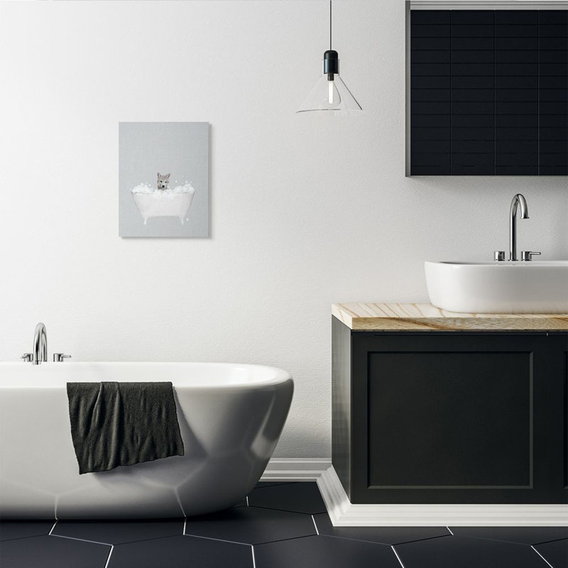 «Wolf Blue Bath» par Leah Straatsma - reproduction d'art, Toile tendue, H 20 po x l 16 po