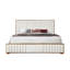Lit en chenille et noyer beige Kaleea