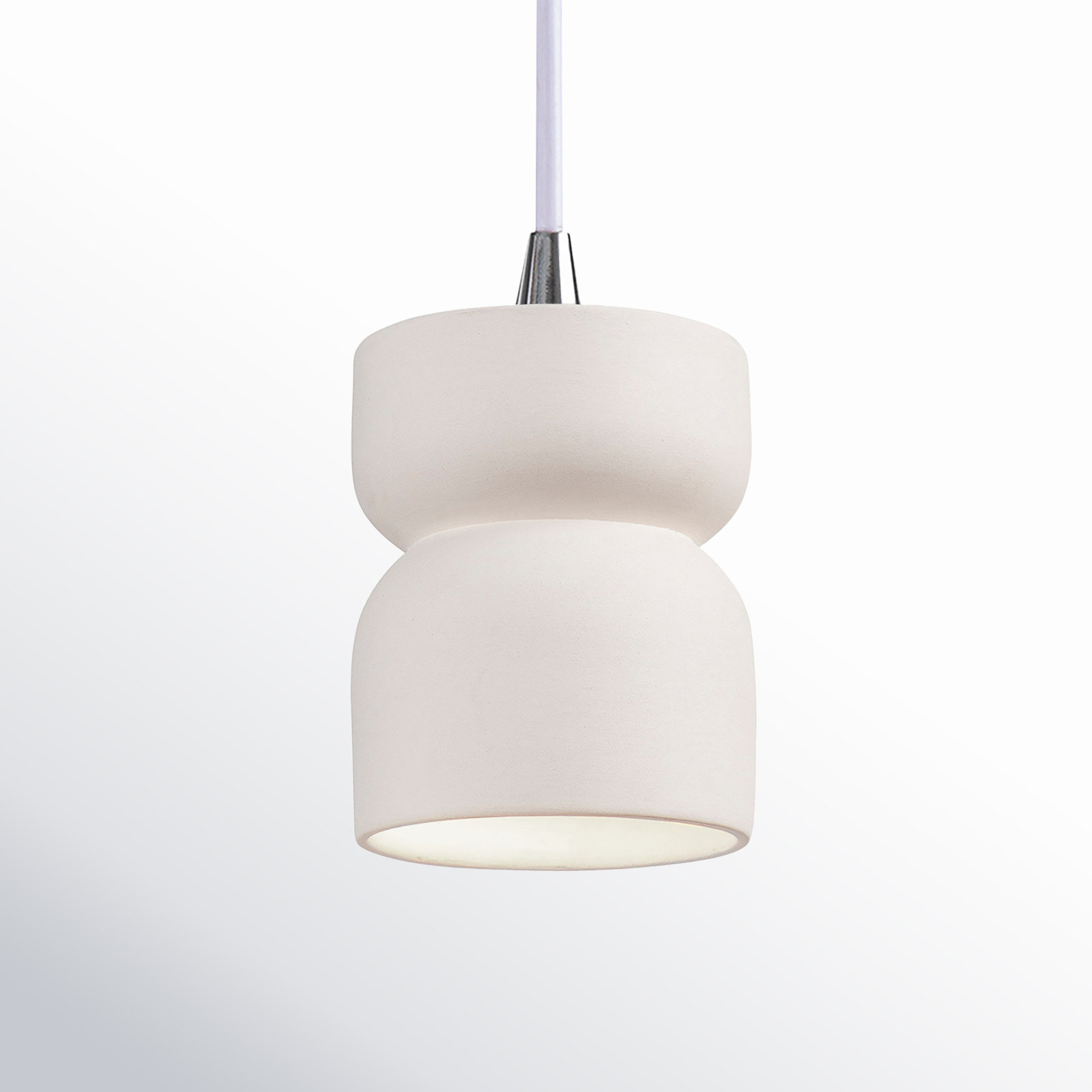 Nysta Ceramic Dimmable Pendant, Bisque, Polished Chrome
