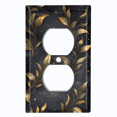 Couvercle de plaque d'interrupteur en métal; Bascule 4 bandes US standard - motif de feuille de minuit céleste