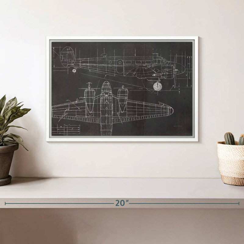 Plan de l'avion, 13 po x 9 po, Cadre flottant blanc