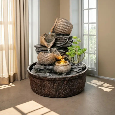 Three-Tier Tree-Shaped Resin Fountain,Indoor/Outdoor Decor for Home, Office, Patio