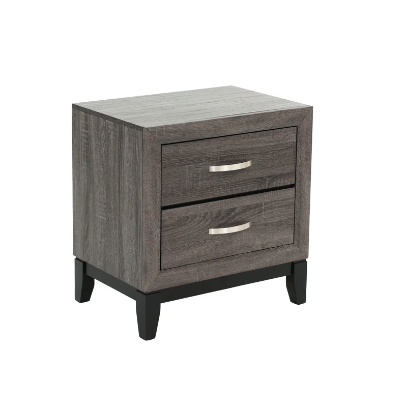 Table 2 chambres en chêne gris rustique, bois massif, table de chevet attrayante en bois Modern 2, splendide