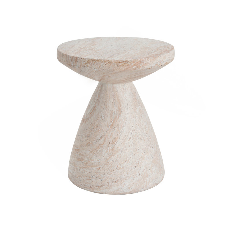 Table d'appoint d'extérieur / d'intérieur en béton léger, finition travertin