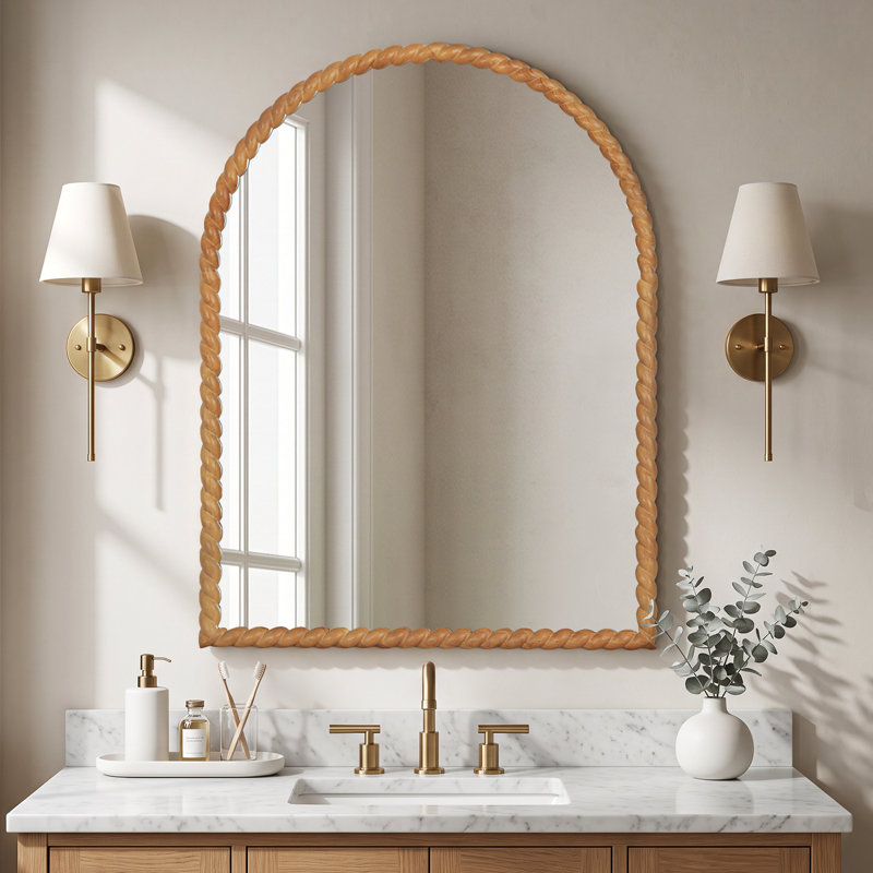 Miroir mural en bois sculpté, 40"x30", Arche