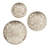 White Floral Wall Hanging - 3 Distressed Wood, Natural+White, 13.75", 11.75", 9.75" , Indoor, Charming Style, Sawtooth Attachment Wood Decoration Medallion , Indoor Use, Vintage Inspired Design,