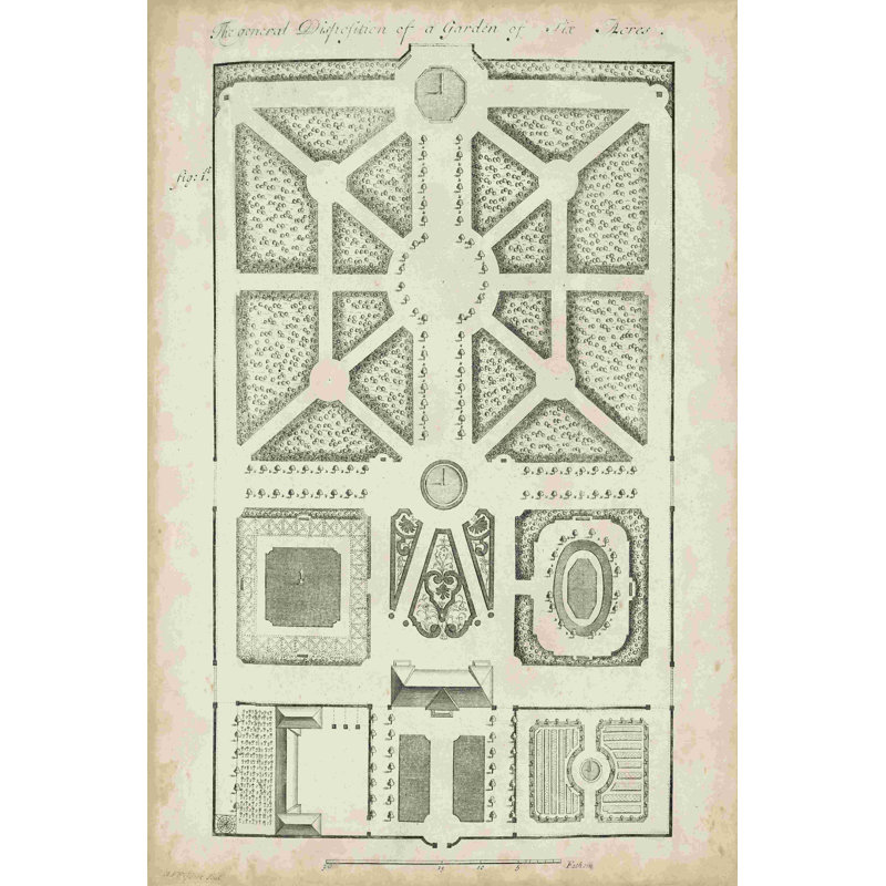 Conception de jardin antique V, L 12 po x H 18 po