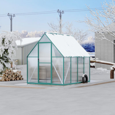 Polycarbonate Walk-In Greenhouse for Outdoors, Quick-Setup Garden Greenhouse with Roof Vent and Ventilation