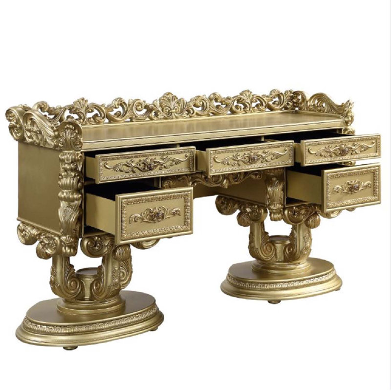 Bureau de coiffeuse Bernadette, finition dorée