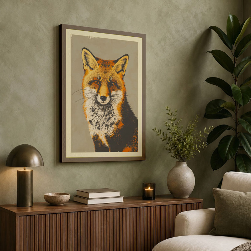 Fox Portrait Modern - Wrapped Canvas, 30x20 - 76.2 x 50.8 cm, Black Border