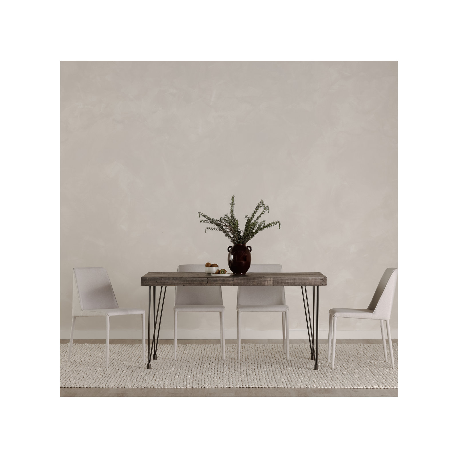 Noel Upholstered Solid Back Side Chair, Grey, White