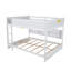 Lit superposé grand sur grand avec tablettes de rangement intégrées et station de charge, lit superposé simple en bois de pin massif avec garde-corps et échelle, blanc