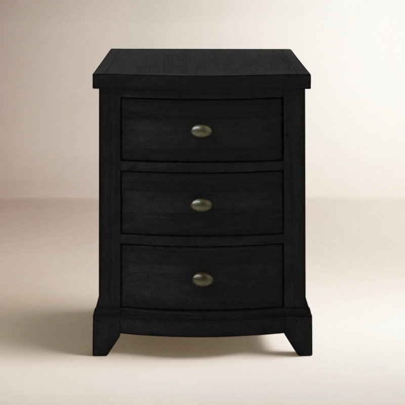 Mya Solid Wood Top End Table, Black