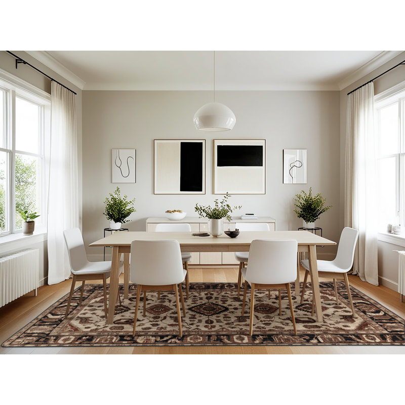 Machine Washable Persian Brown Area Rug, Rectangle 7' x 10'