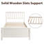 Lit plateforme simple en bois avec tête de lit, pied de lit et lattes de bois, blanc-1049716384
