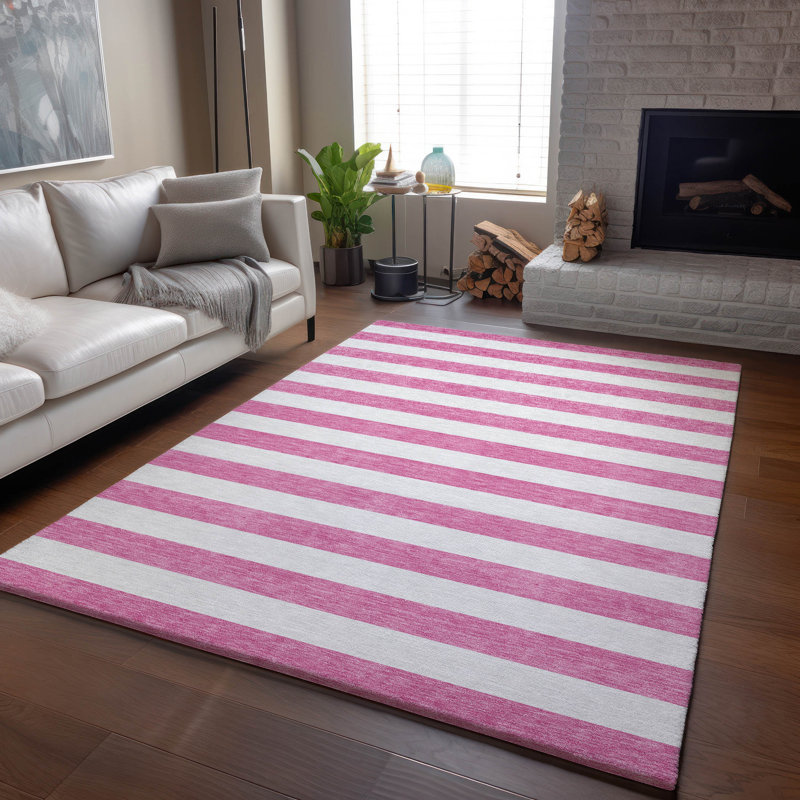 Premium Machine Washable Cerrito AMF528 Pink Rug, Rectangle 3' x 5'