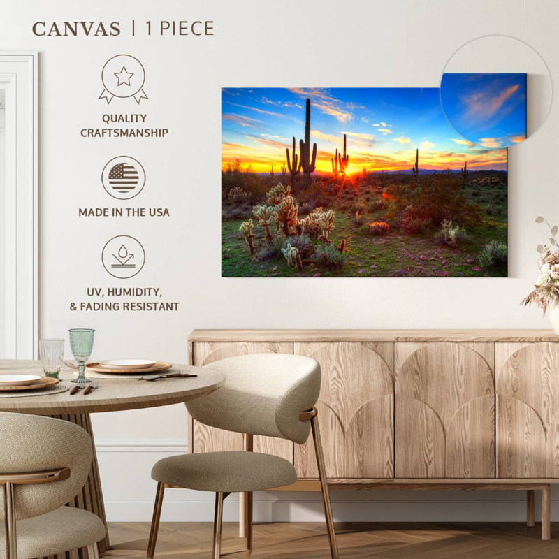 Harnek, désert, cactus, rayon de soleil, H 24 po x l 36 po