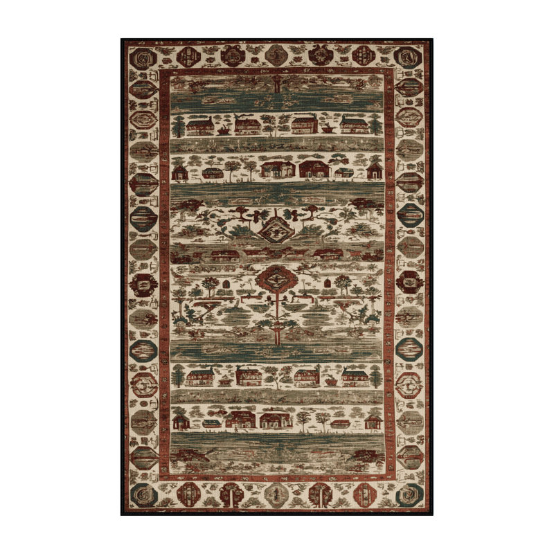 Tapis brun turc lavable à la machine, Rectangulaire 2 pi x 3 pi