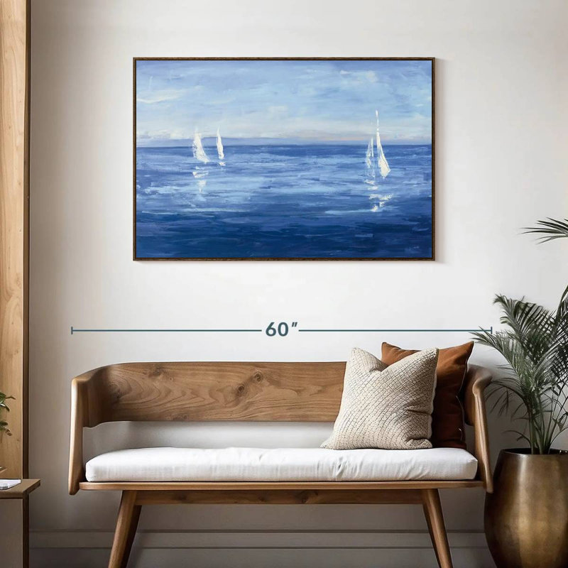 Voile ouverte, Cadre flottant en noyer, 43 po x 29 po