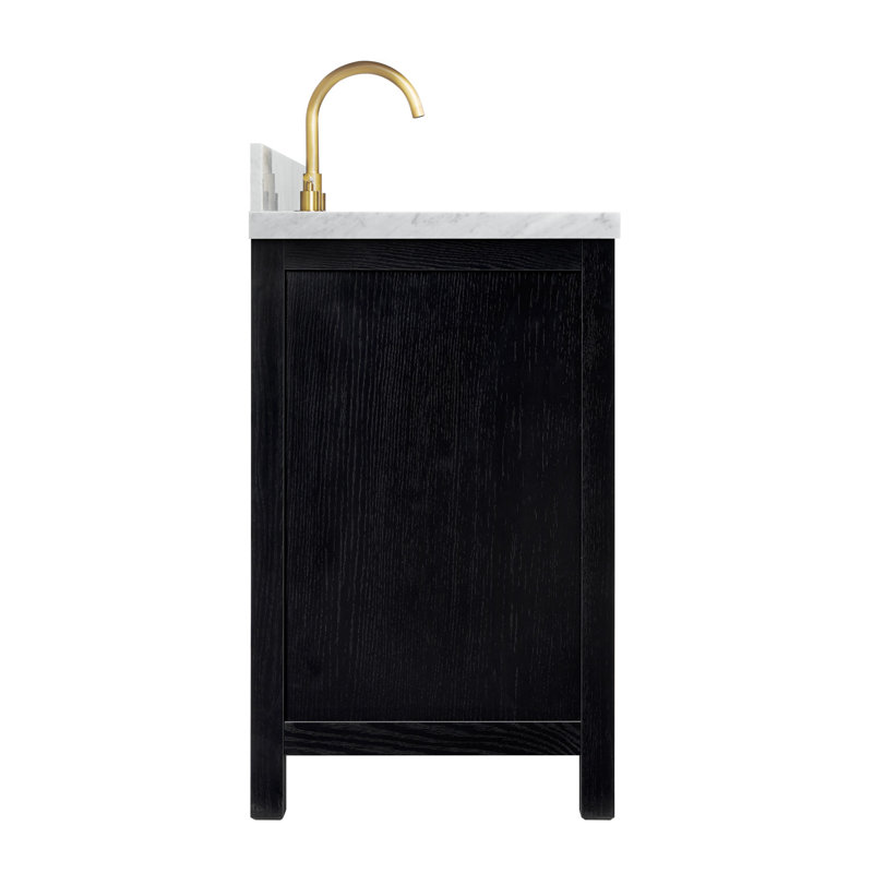 Grevera 55" Single Bathroom Vanity Set, Black Oak / Satin Brass