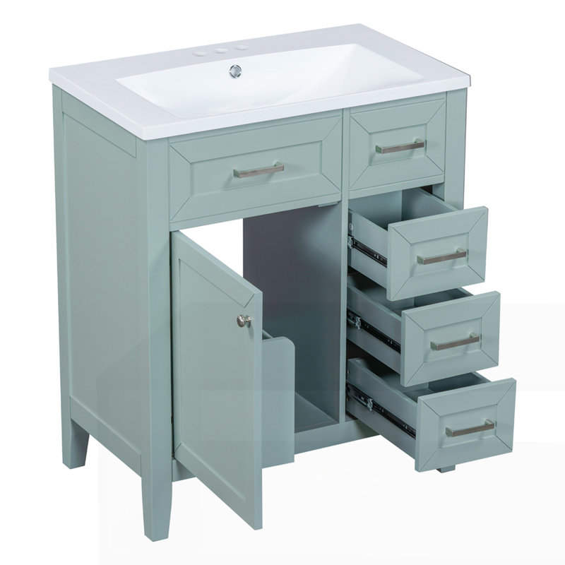 Meuble-lavabo 30 po avec lavabo, Vert, Argent argent