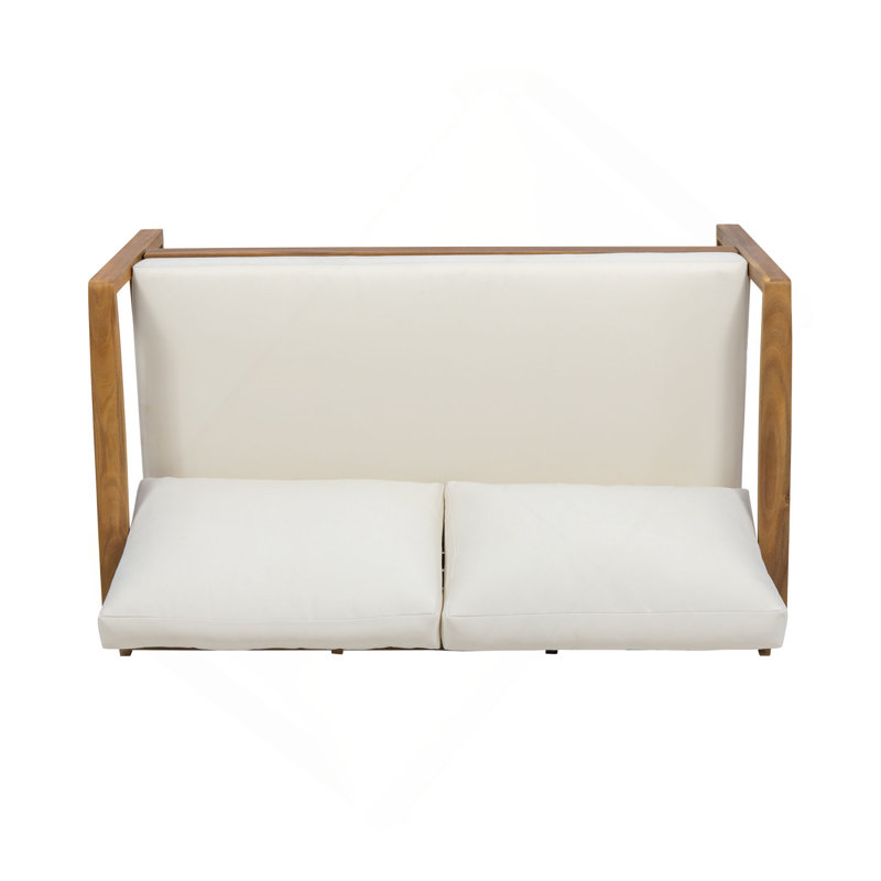 Table basse et causeuse Samwell, Coussin beige / structure en teck