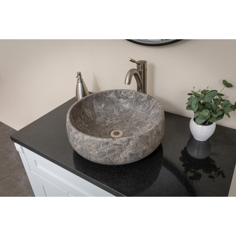Gray/Brown Stone Circular Vessel Bathroom Sink