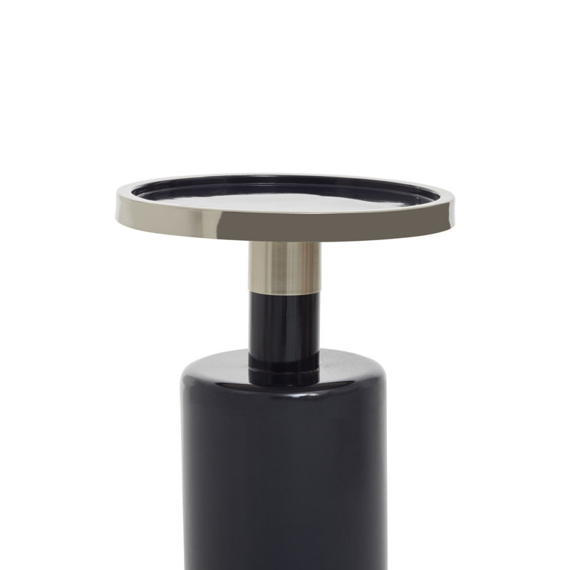 Albaro Pedestal End Table, Navy, Navy/Gold