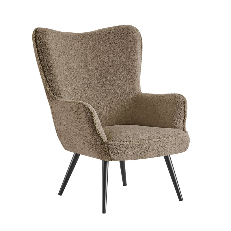 Fauteuil à oreilles Azzahra, Mélange de polyester brun