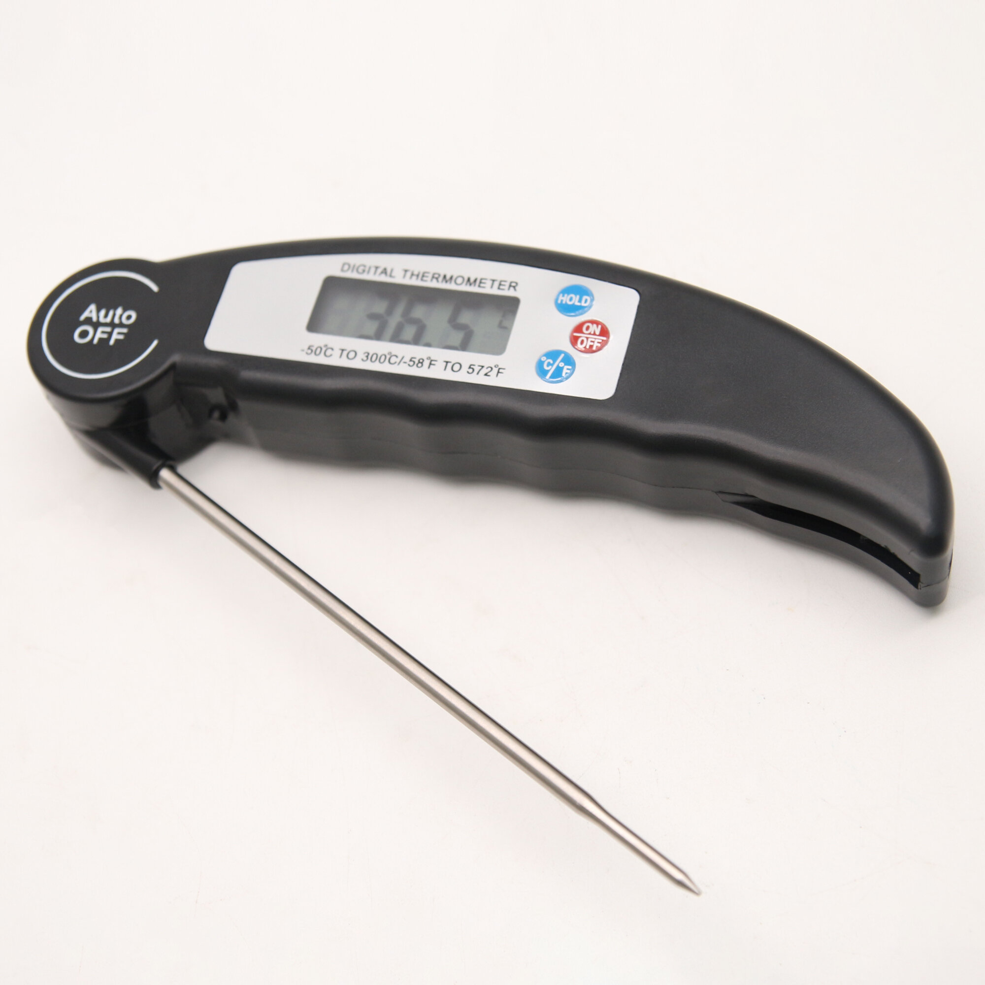 Taylor Digital Folding Probe Thermometer with Backlight, Black