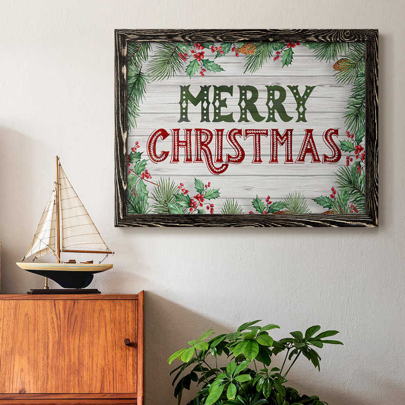 Verdure de Noël encadrée sur toile, H 14 po x l 20 po x P 1,5 po, Noir