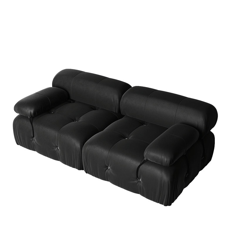 Causeuse cylindrique 69,3 po Cylar, Velours noir