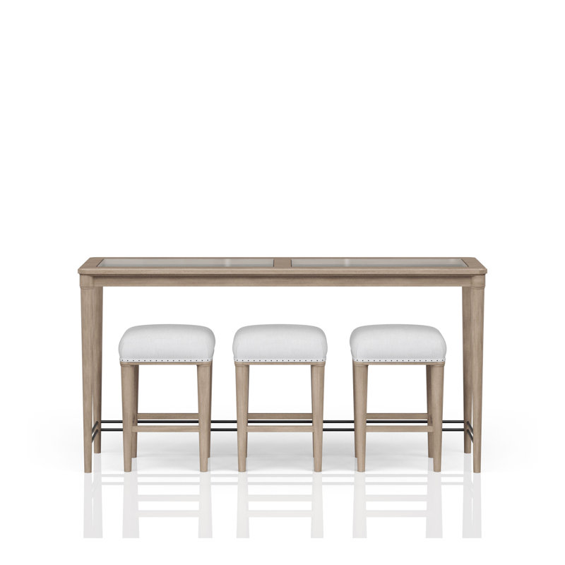Console en verre givré avec 3 tabourets
