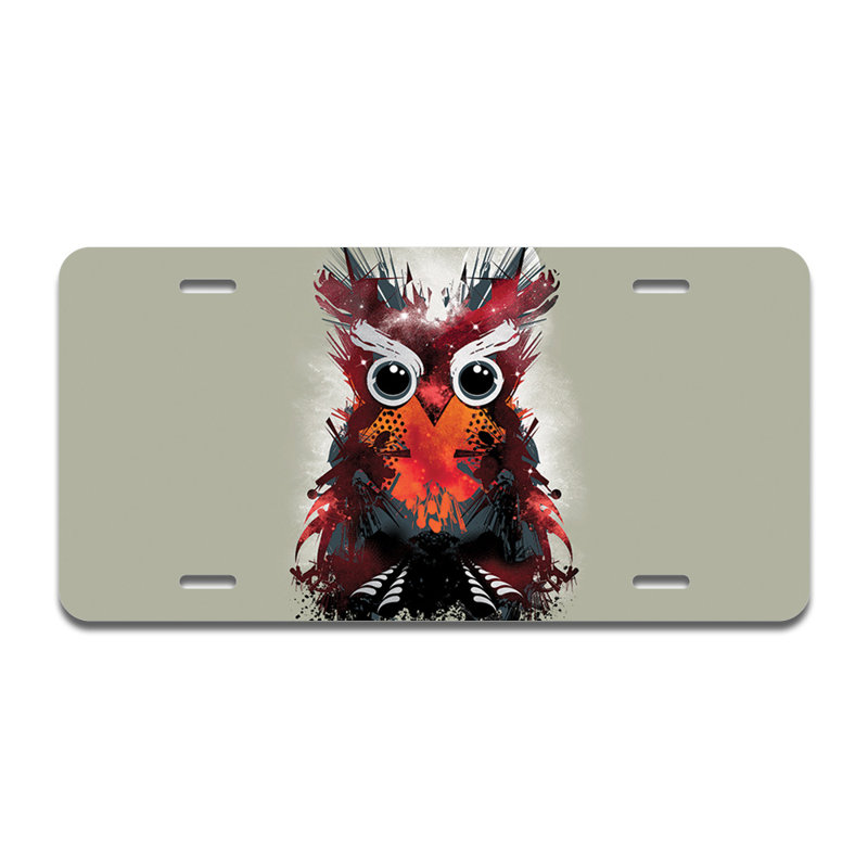 Cadre de plaque en aluminium hibou univers